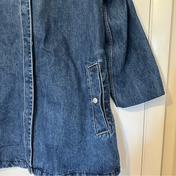 Zara Women’s Denim Snap Front Jacket Size Large Blue - Picture 3 of 9